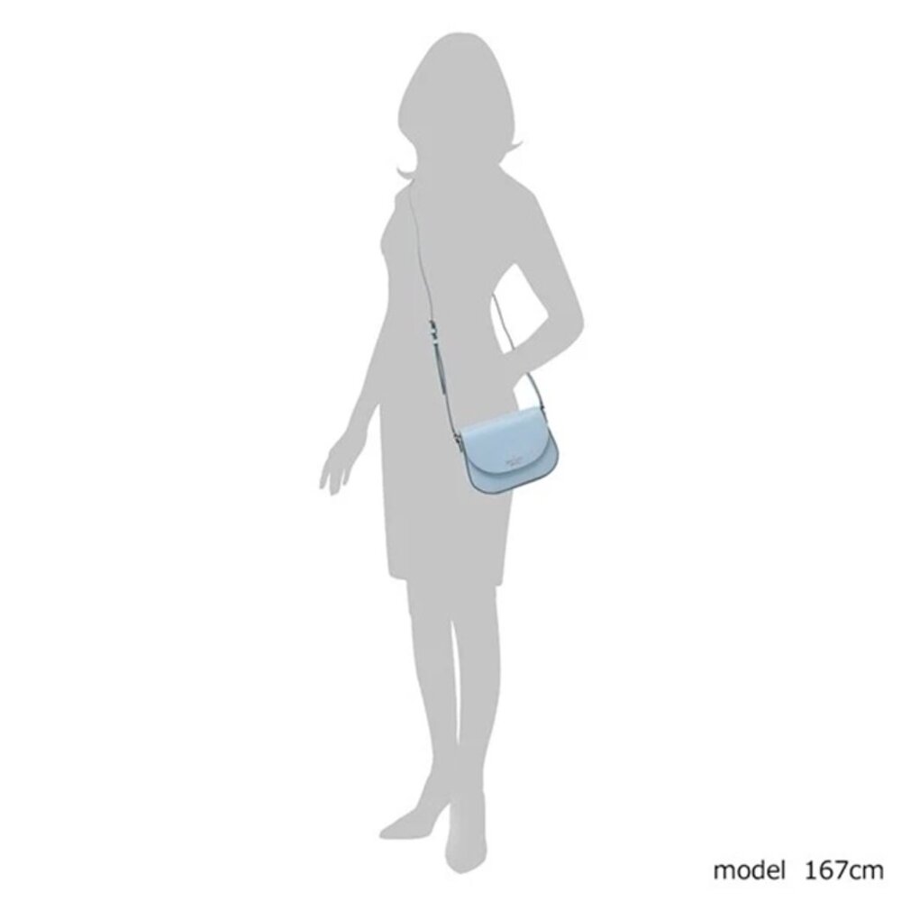 S Kate Spade Leila Mini Flap Crossbody Blue Leather WLR00396 NWT Morning Sky - Picture 6 of 7